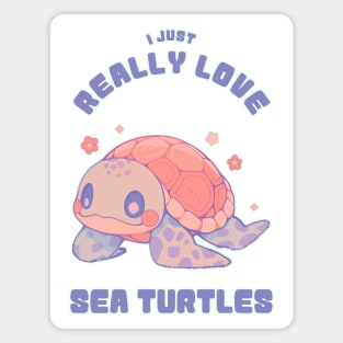 Kawaii - I Just Really Love Sea Turtles - Pink Magnet